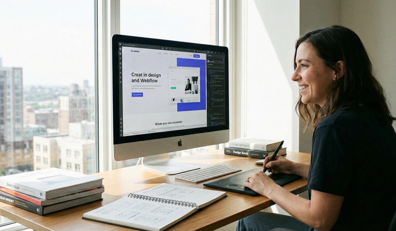 Designer bauen direkt im Webflow Visual Builder ohne Coder