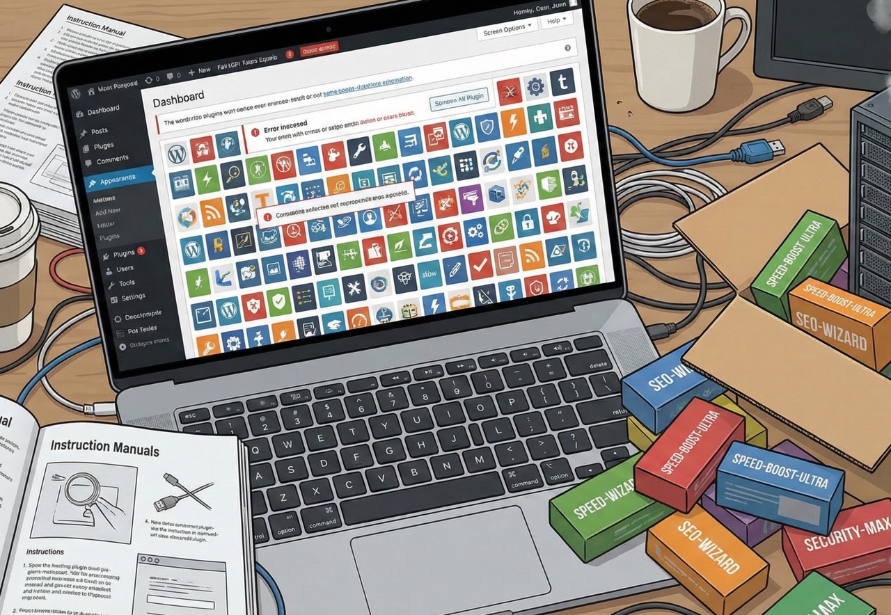 WordPress Plugin-Chaos im Vergleich zu integrierten Webflow-Features