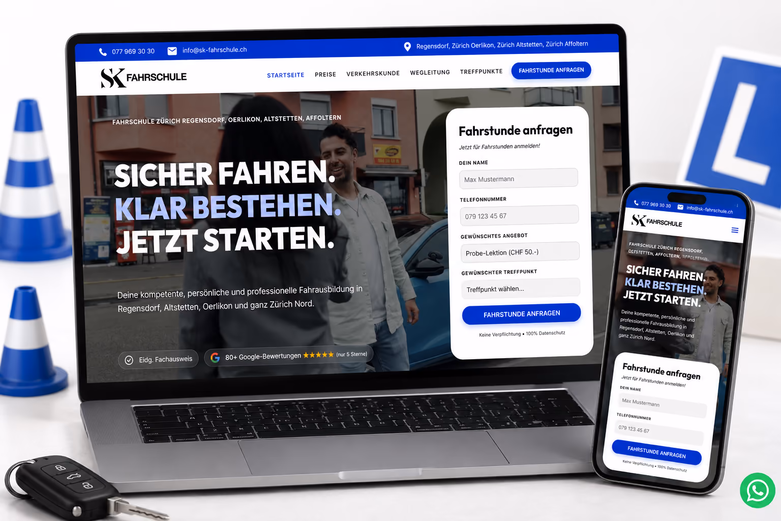 Webdesign, Entwicklung & Google Ads für sk-fahrschule.ch
