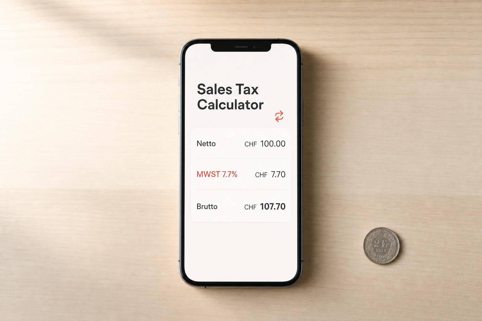 Sales Tax Calculator für Schweizer Onlineshops