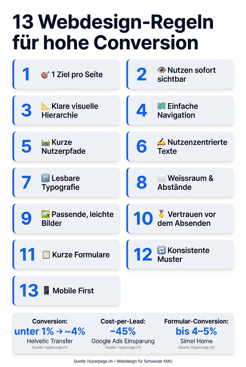 13 Webdesign-Regeln für mehr Conversion – Übersicht