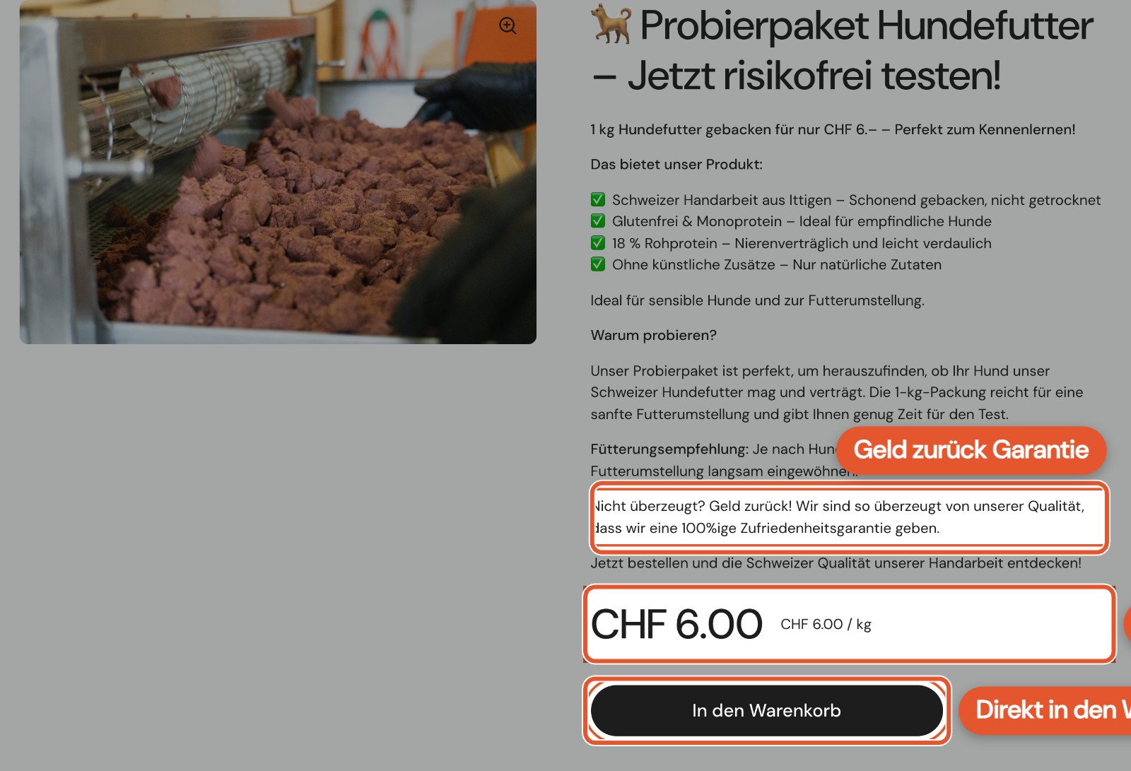 Probierpaket für CHF 6.00 mit Geld zurück Garantie