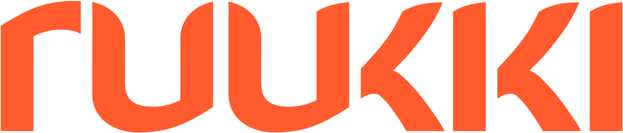 Red stylized text spelling 'ruukki' in a modern font.