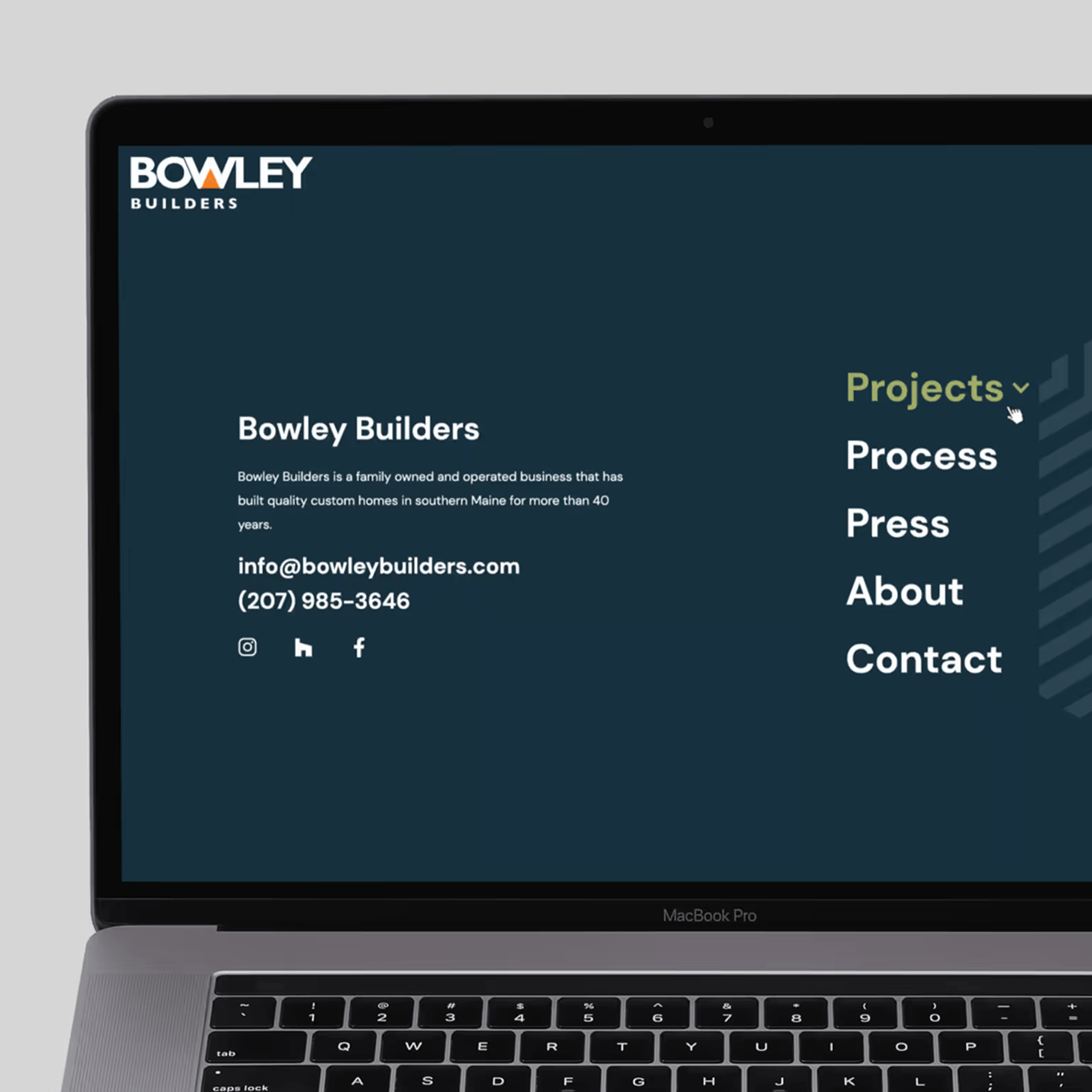 Bowley Builders website page