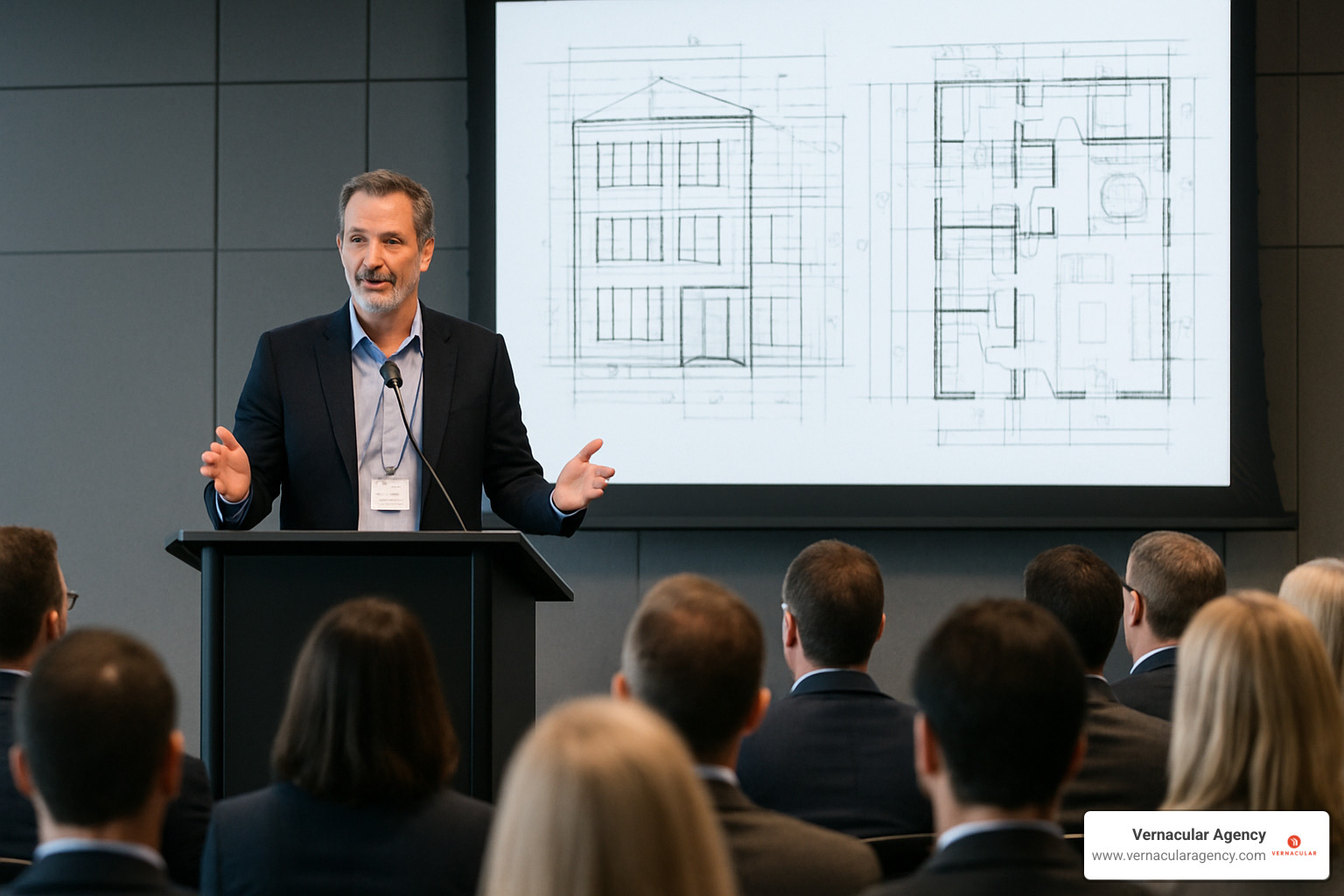 architect speaking at industry conference - architecture marketing plan