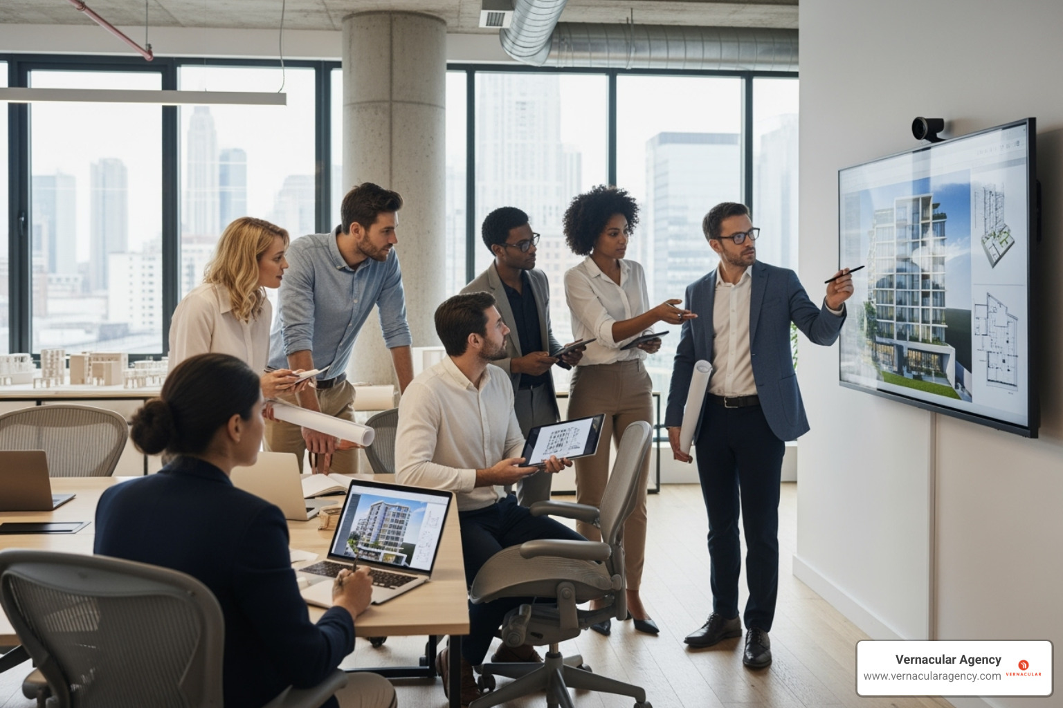 thriving architecture firm's team collaborating - seo agency for architects