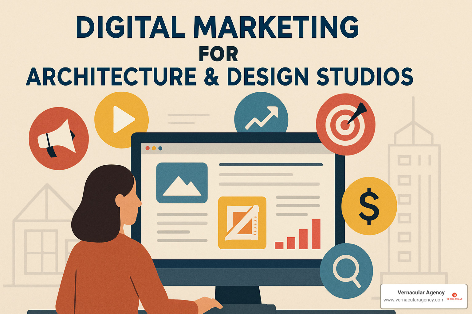 architect reviewing digital marketing strategy on tablet - Digital Marketing for Architecture & Design Studios