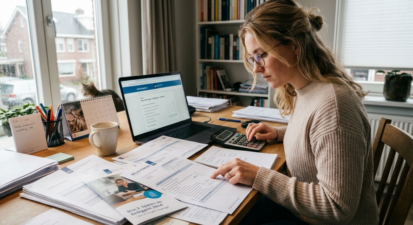 Vrouw vult box 3 bezittingen in goud en zilver die ze aanhoudt bij Cleverr in bij de belastingen