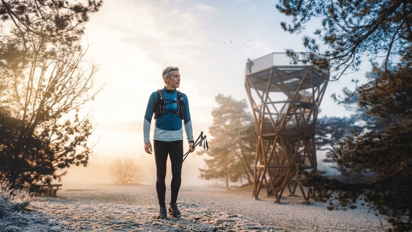 Sportieve man op de hei bij Kootwijk
