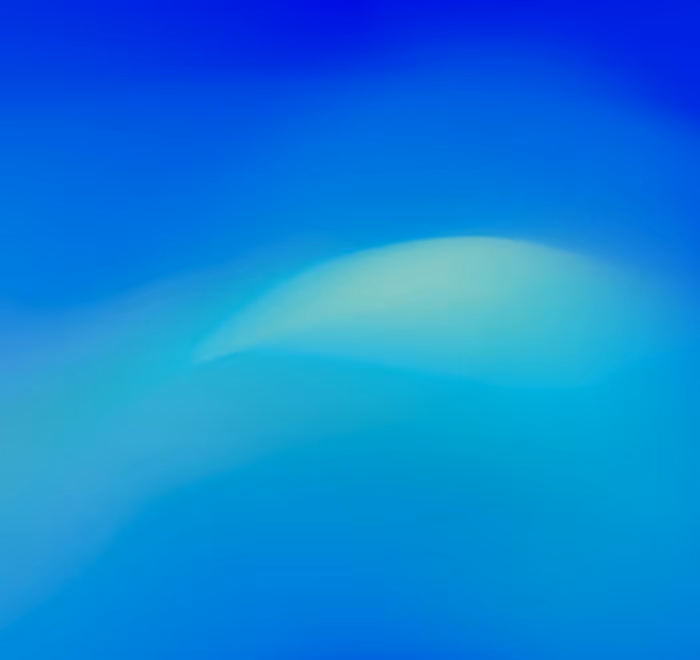 Blue gradient background with smooth light blue and greenish abstract shapes.