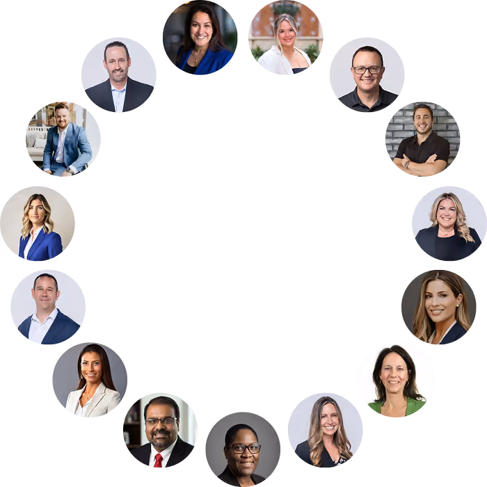 large circle with photos
