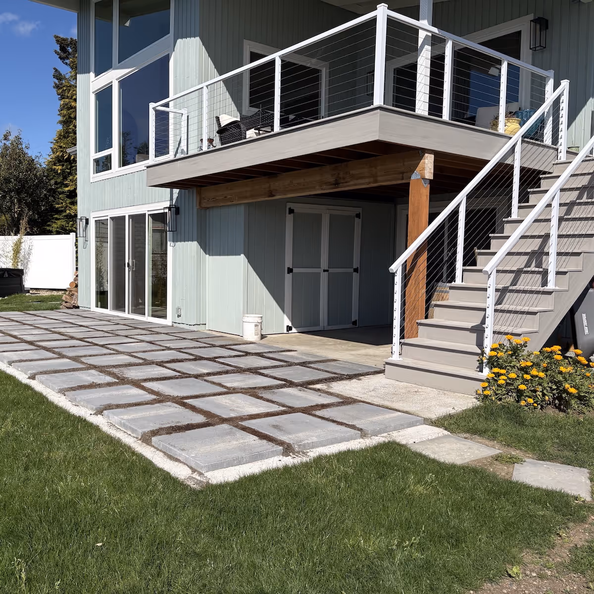 Paver patio installation in Oak Harbor, Washington by Ebai’s Landscaping creating durable, custom outdoor living spaces near me