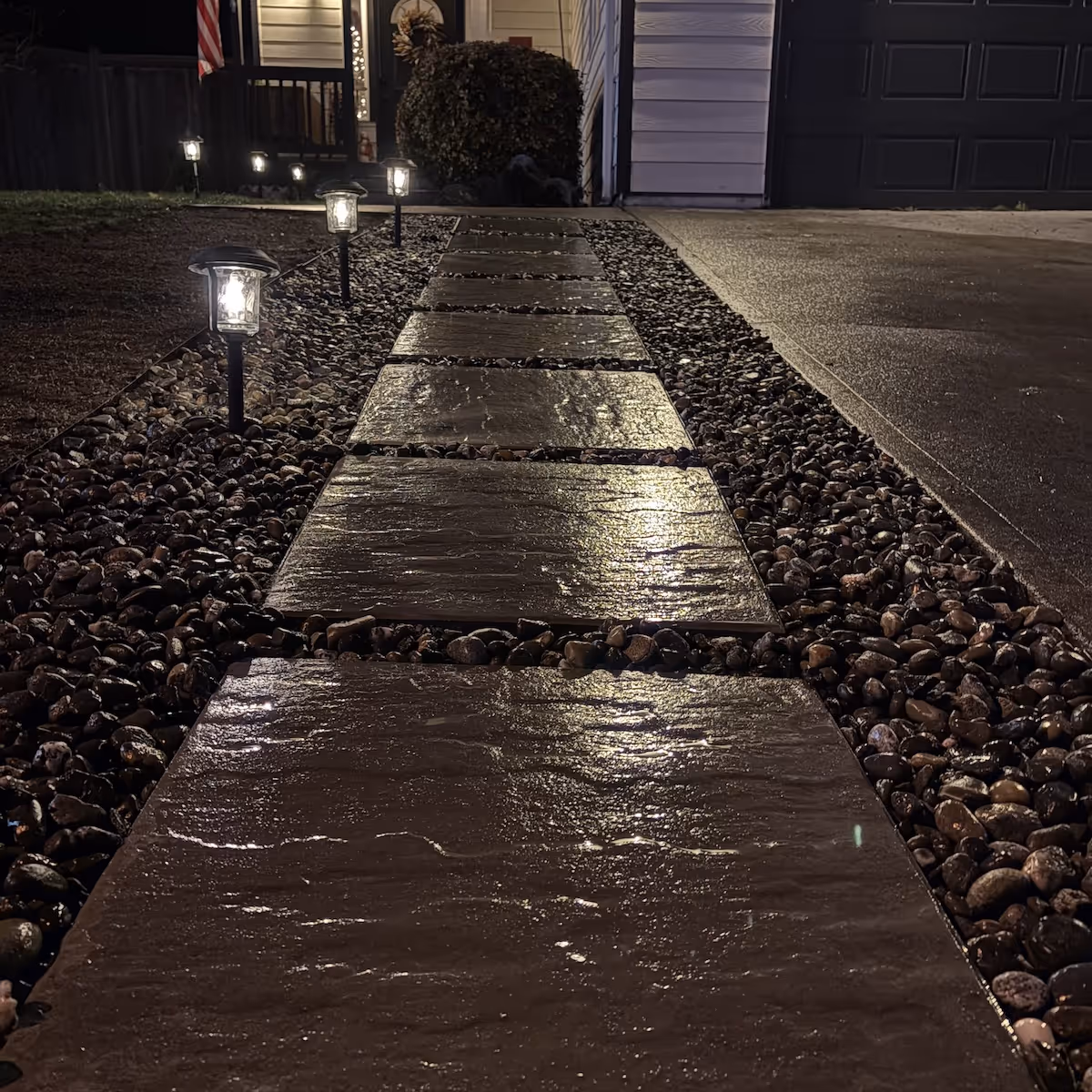 Paver walkway installation in Oak Harbor, Washington by Ebai’s Landscaping creating durable, custom hardscape paths near me