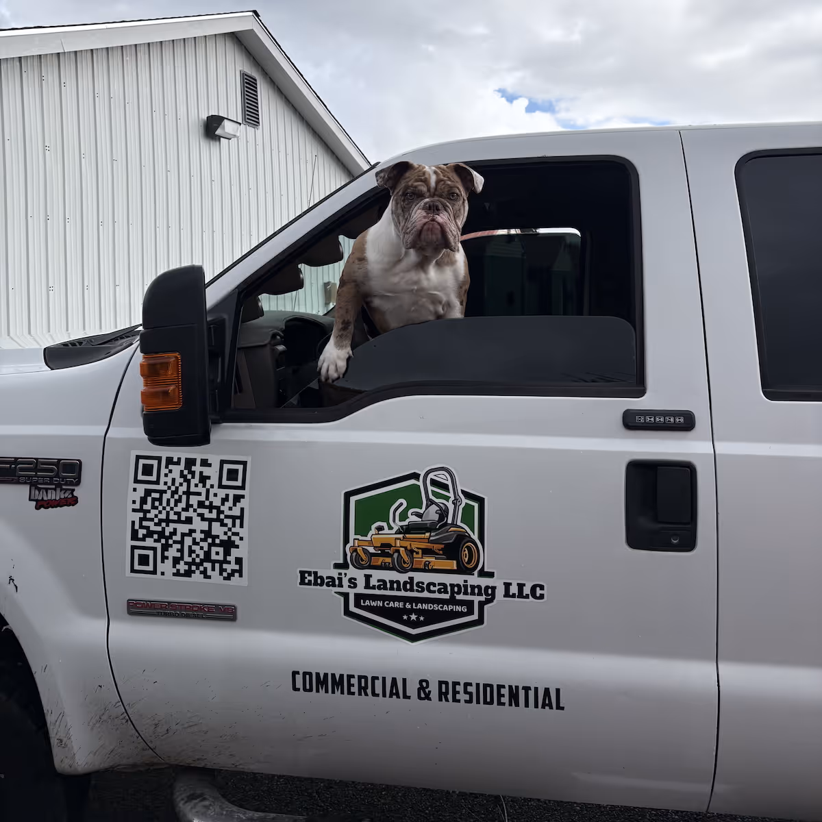 Ebai’s Landscaping company truck in Oak Harbor, Washington representing professional lawn care and landscaping services near me