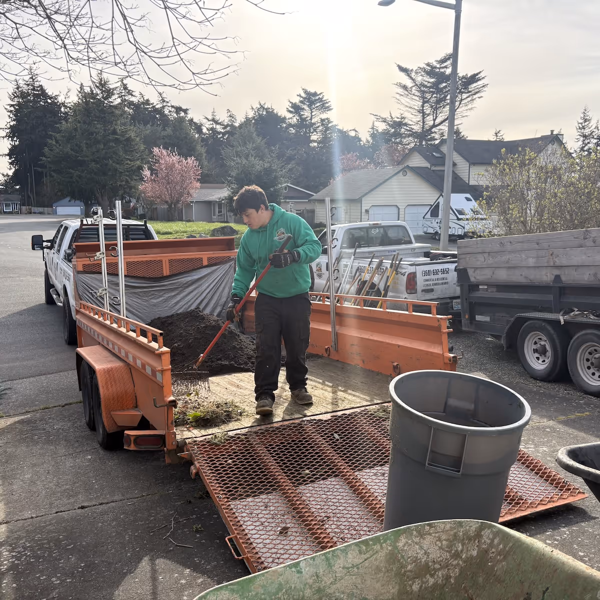 Ebai’s Landscaping crew working on lawn care and landscaping services in Oak Harbor, Washington delivering professional outdoor results