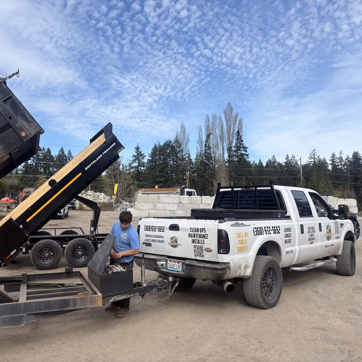 Ebai’s Landscaping company truck in Oak Harbor, Washington providing professional lawn care and landscaping services near me