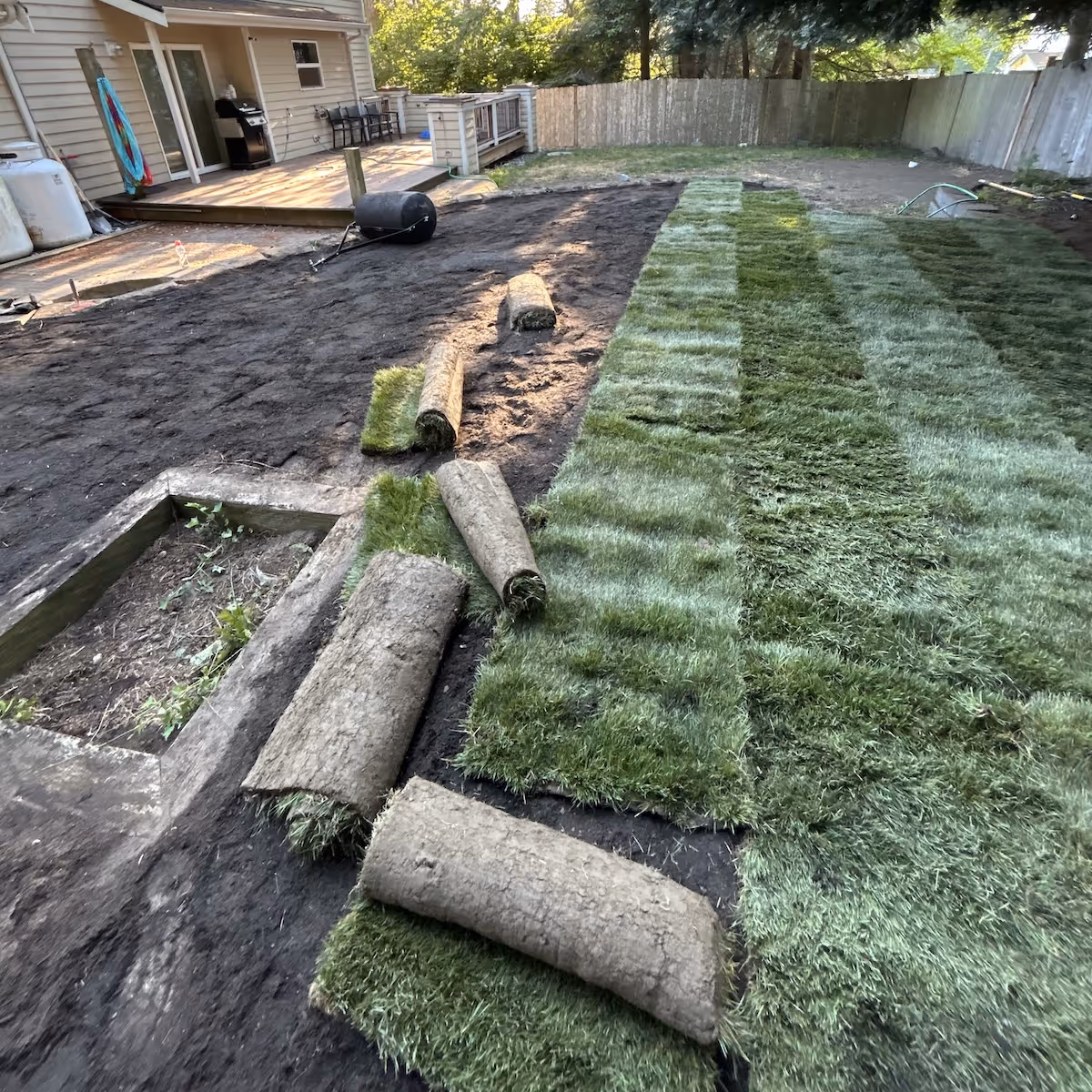 Sod installation service in Oak Harbor, Washington by Ebai’s Landscaping for a fresh, healthy new lawn