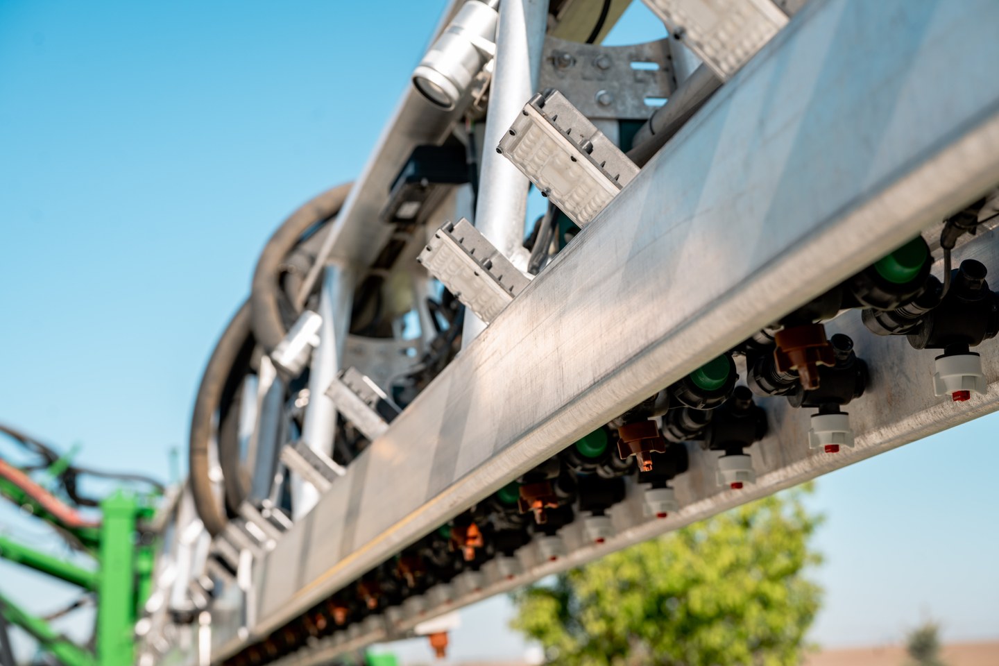 The Greeneye aluminum truss boom seen from below