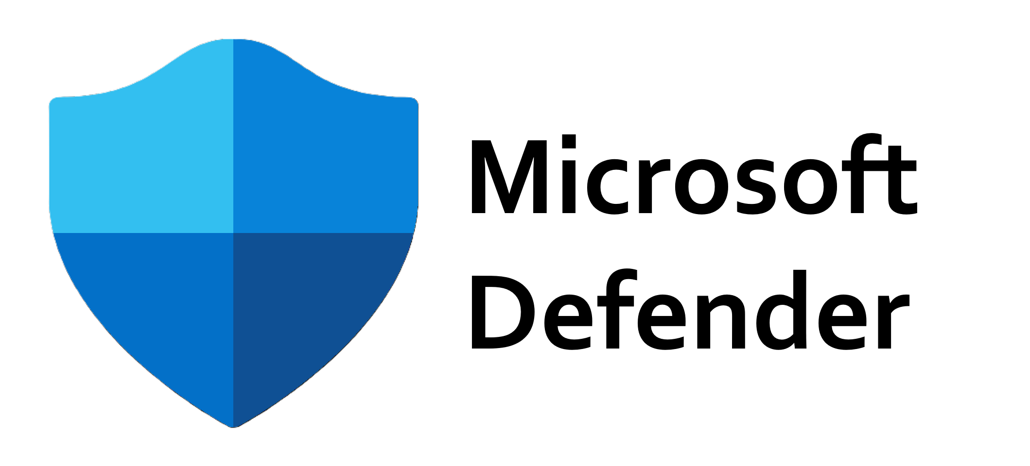 Windows Defender logo featuring a blue shield icon next to the text 'Windows Defender Antivirus'.