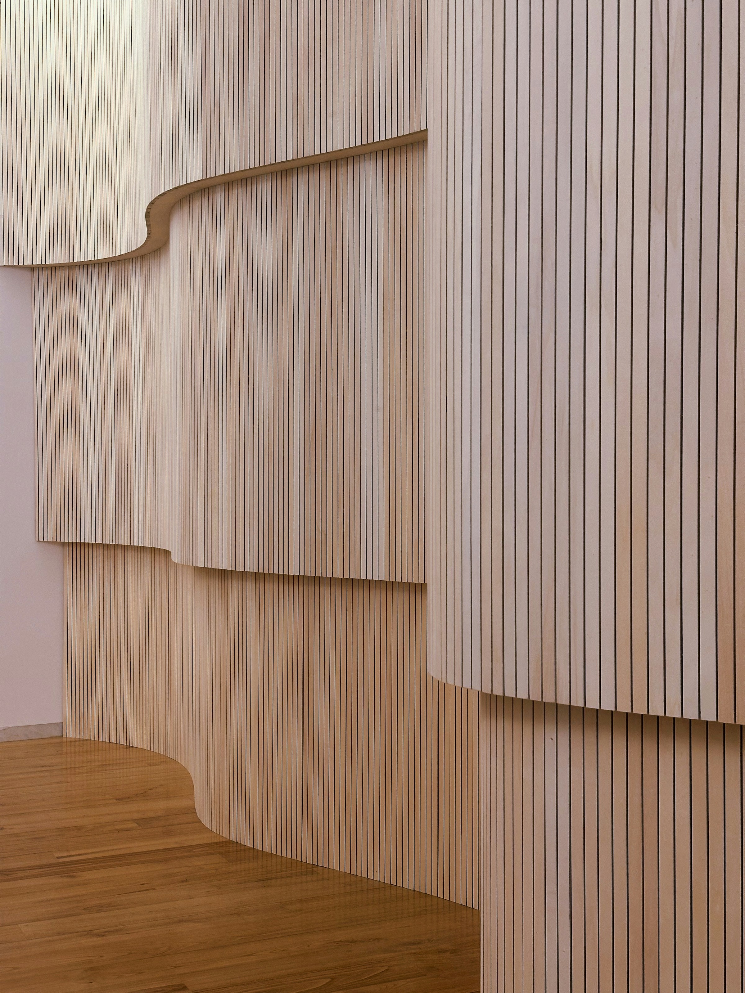 Fluted wood wall detail