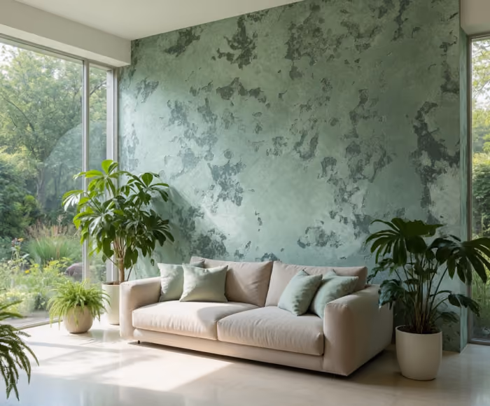 Decor-sur-mesure-avec-enduit-décoratif-nuance-et-fraîcheur-d-un-camaïeu-de-vert  1