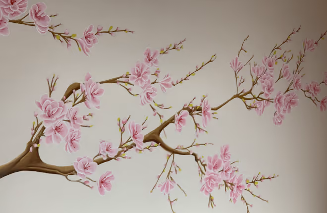 Detail-fresque-mural-branchage-et-fleurs-arbre 1