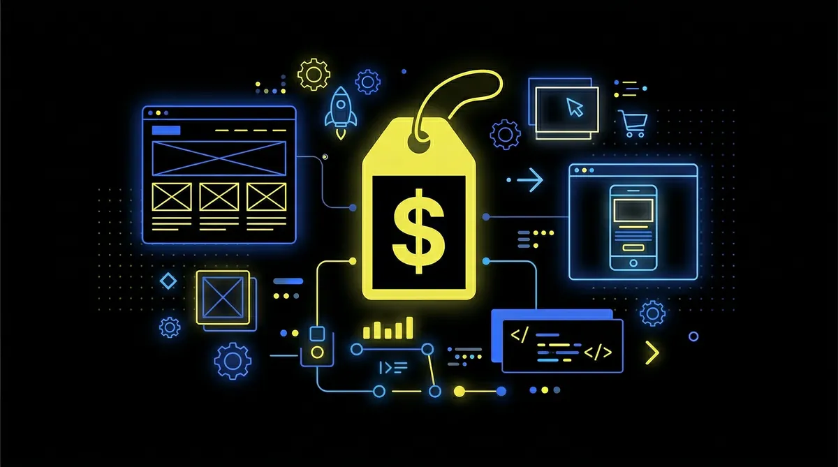 how much does a website cost - pricing breakdown showing website elements and dollar sign
