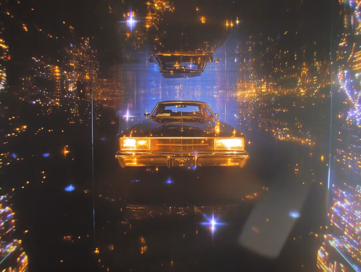 Beautiful graphic with a low rider and twinkling lights
