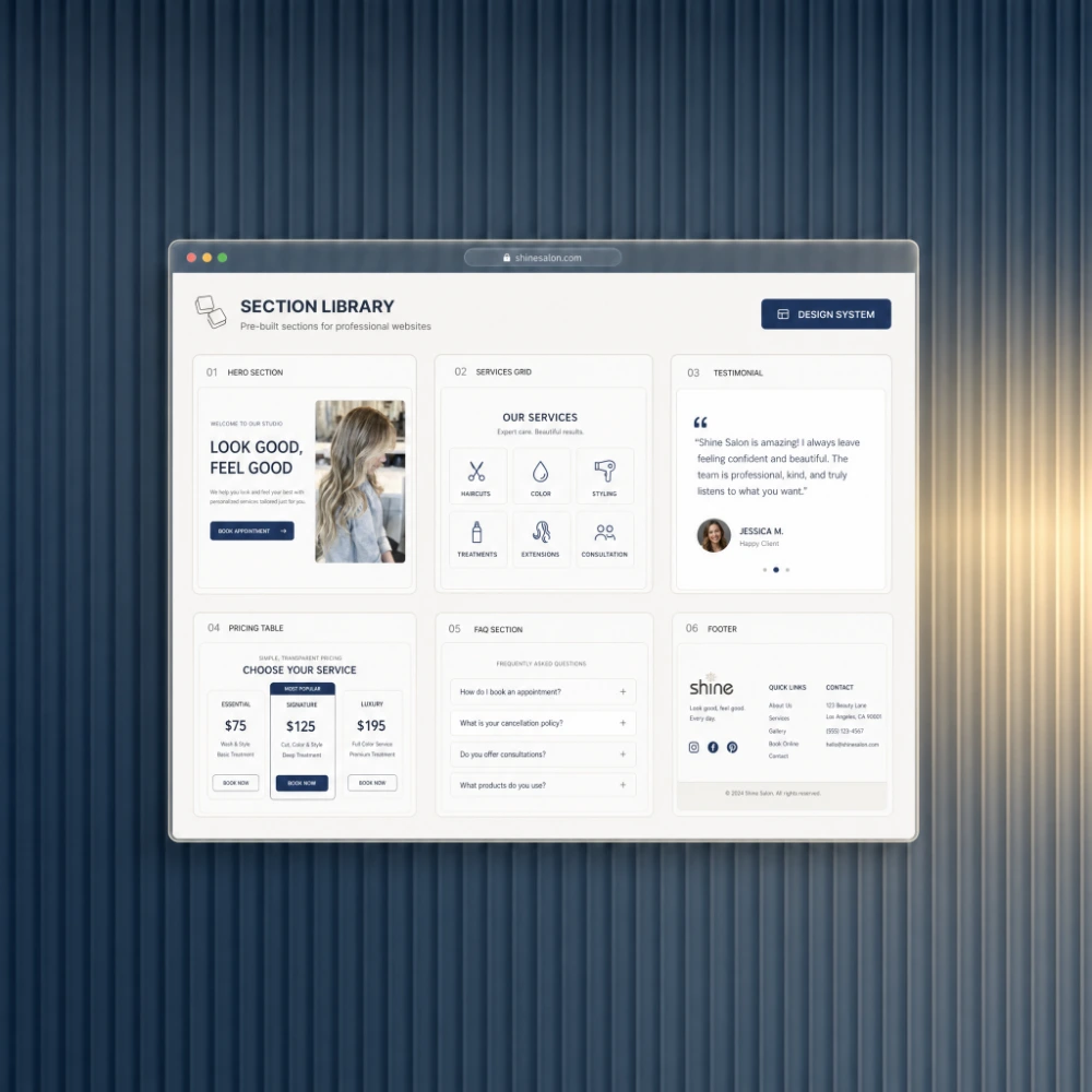 Library of reusable website sections built for fast web development in Webflow