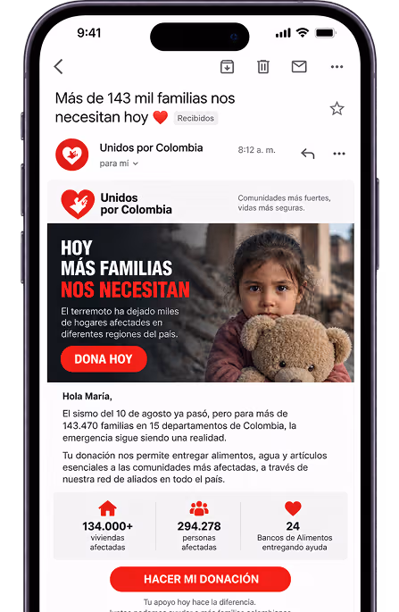 Correo automatizado enviado por ALMA IA a un donante