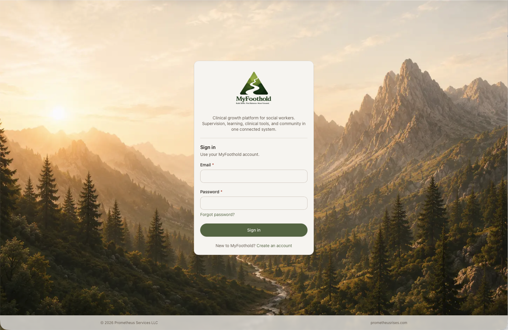 MyFoothold sign-in screen