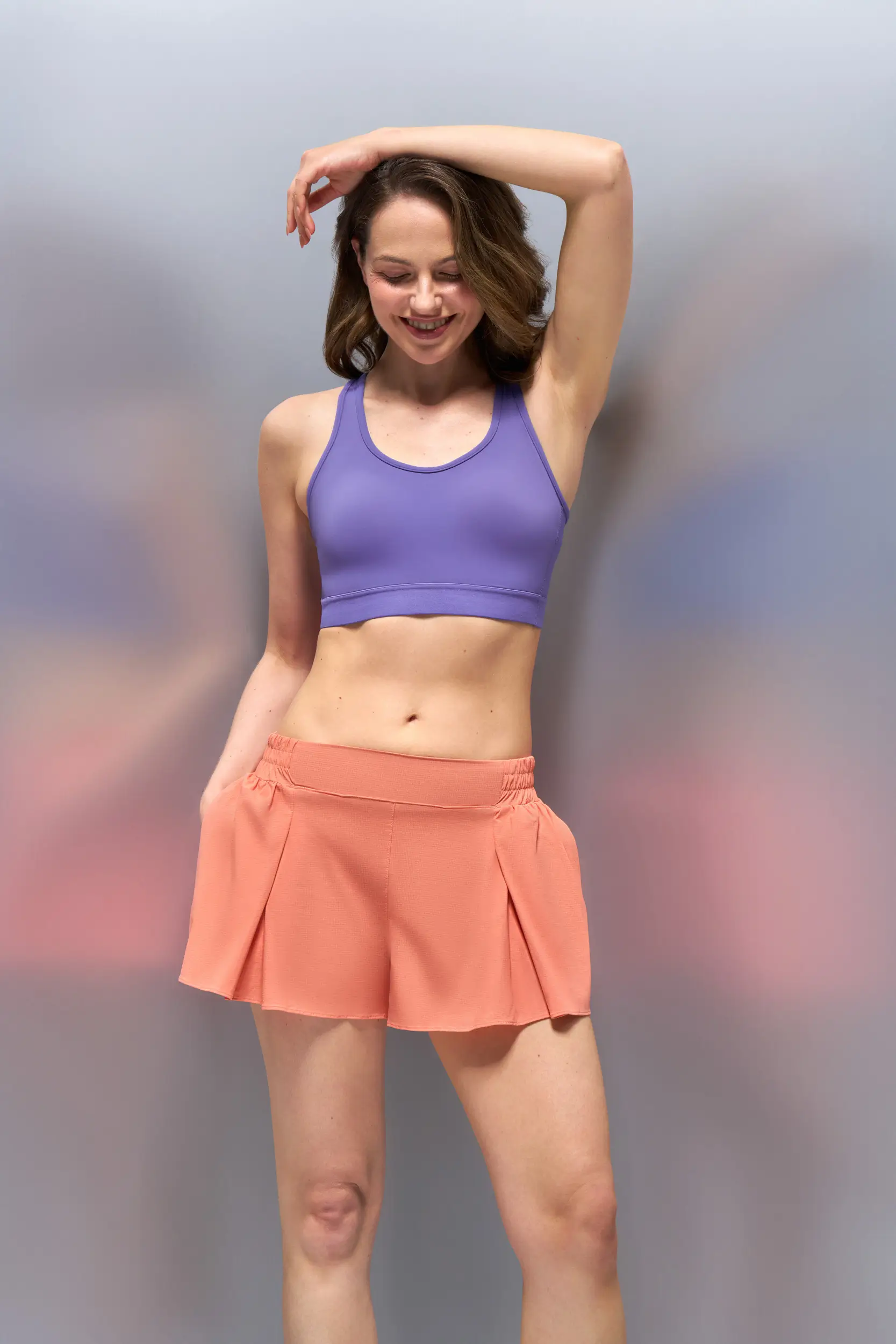 Criss Cross Strappy Sports Bra & Pleated Woven Shorts