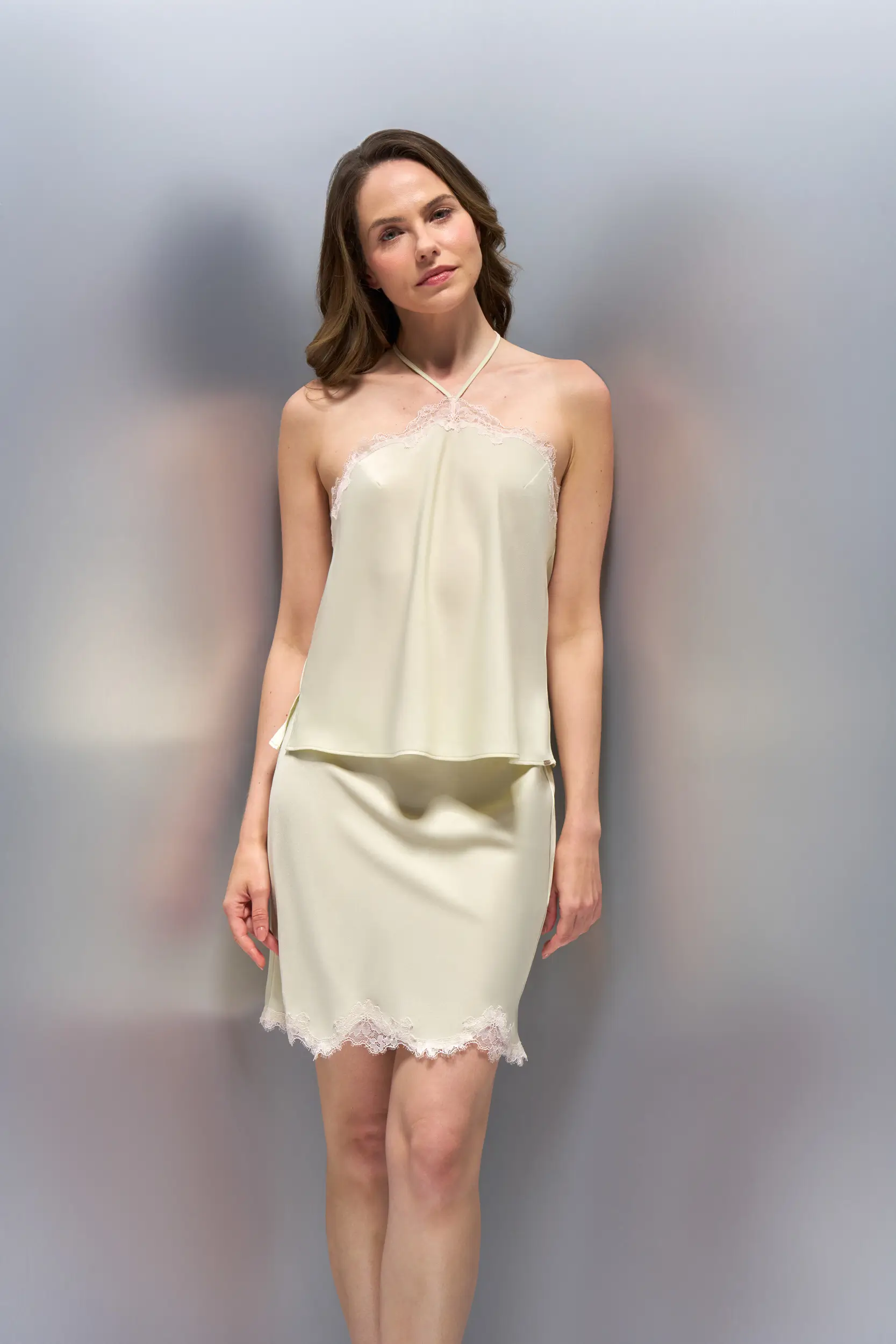Halter Neck Top & Mini Slip Skirt