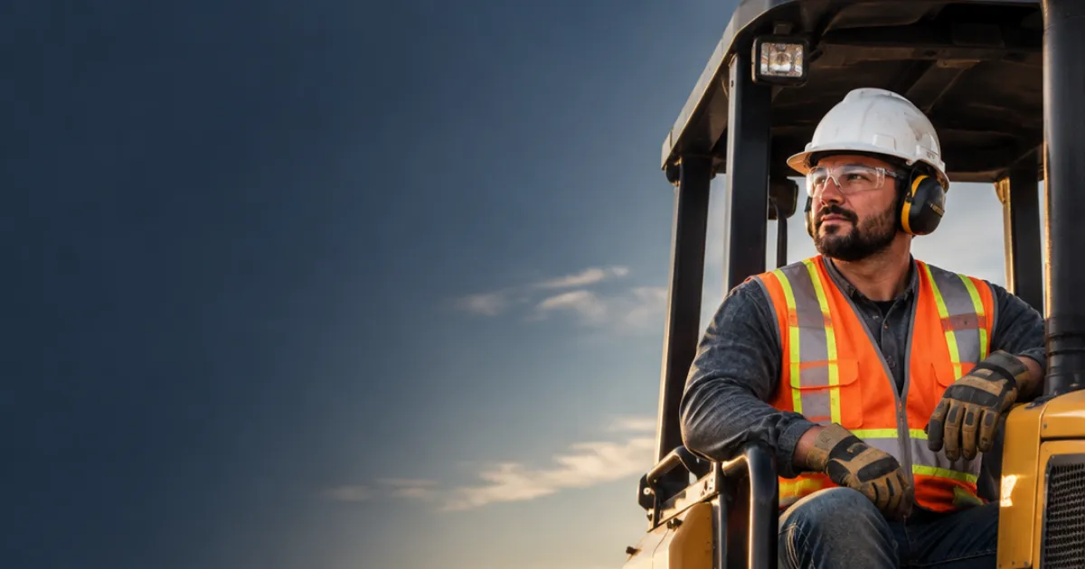 Bulldozer operator at an energy construction site