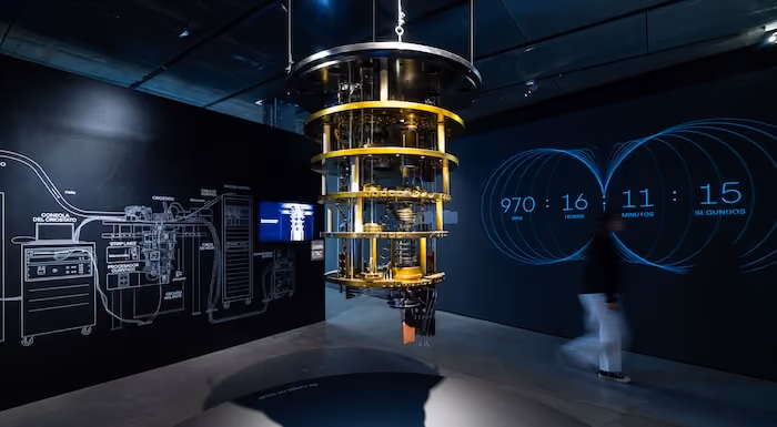Quantum computer installation at the Quantum Revolution exhibition at Espacio Fundación Telefónica in Madrid.