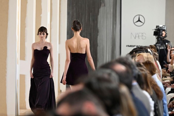 Models on the catwalk at Mercedes-Benz Fashion Week Madrid