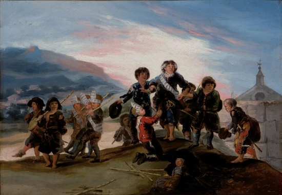 Painting "Boys Playing at Soldiers" by Francisco Goya