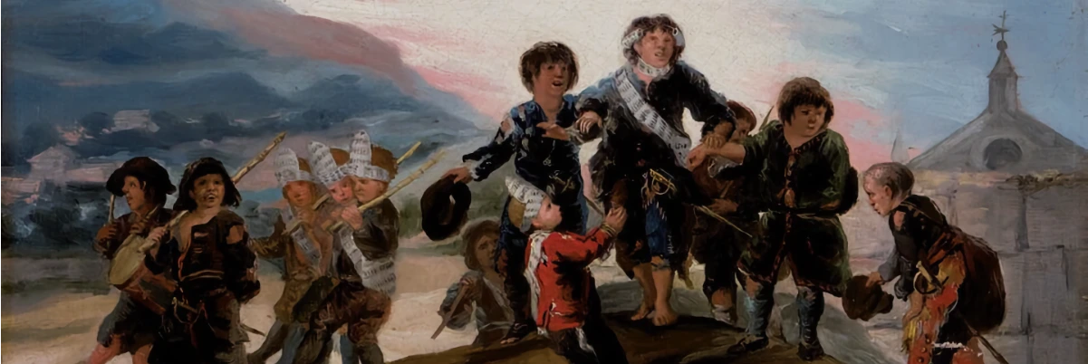 Painting "Boys Playing at Soldiers" by Francisco Goya