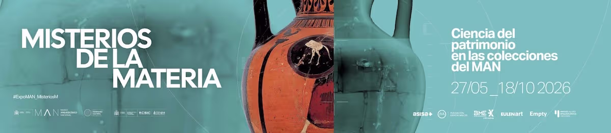 Poster of Misterios de la materia exhibition at the MAN