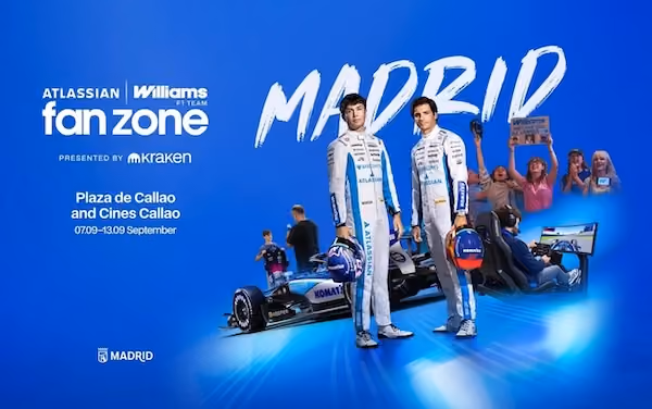 Atlassian Williams F1 fan zone in Madrid, featuring the team’s drivers and F1 car