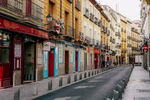 A beautiful traditional street of Madrid in summer