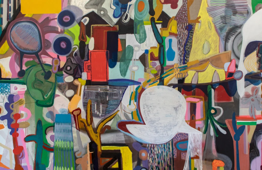 Rafa Forteza, Cruces de Misterio II, 2021. Acrylic, vinyl, and oil on canvas