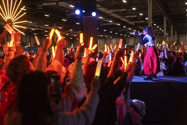 Crowd cheering during a musical performance at Japan Weekend Madrid