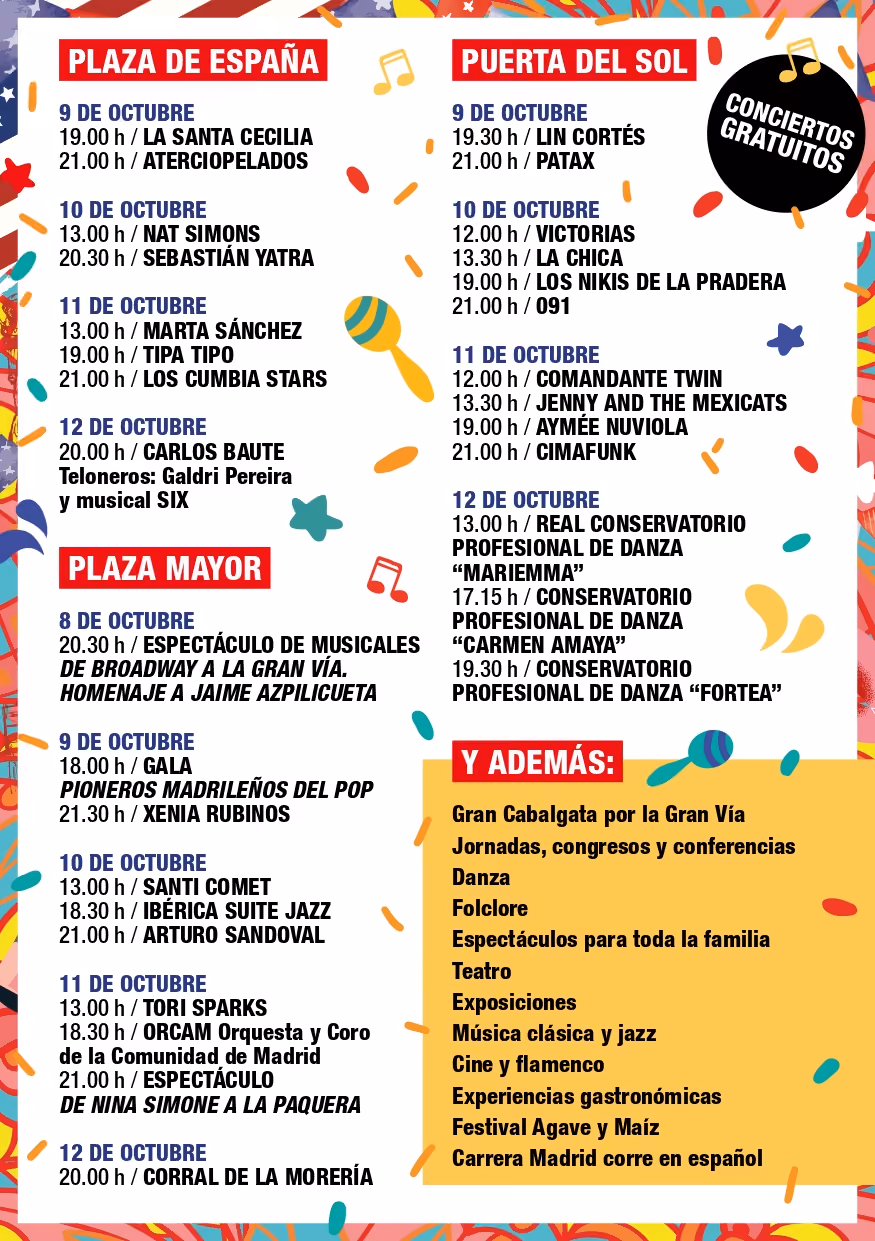 Hispanidad 2026 festival activities calendar in Madrid
