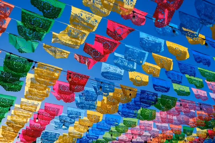 Mexican paper decoration "papel picado" in Madrid