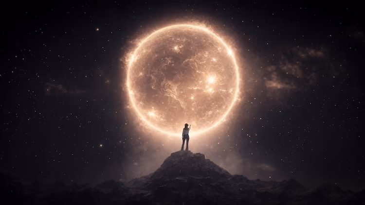Mujer experimentando el paseo espacial en realidad virtual Starstruck del Smithsonian
