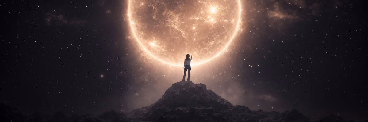 Mujer experimentando el paseo espacial en realidad virtual Starstruck del Smithsonian