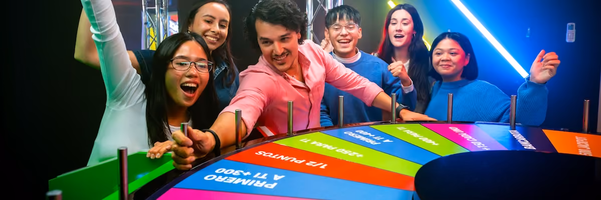 Group playing a game show experience at BuzzAttack Chamberí in Madrid