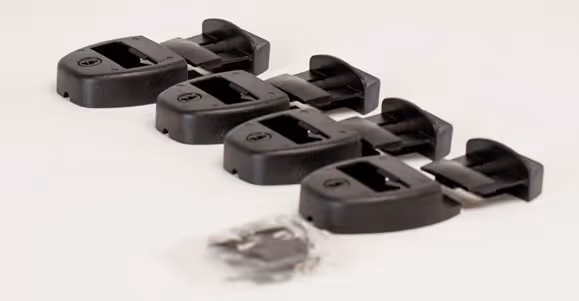 Four cover locking straps for a spa cover.