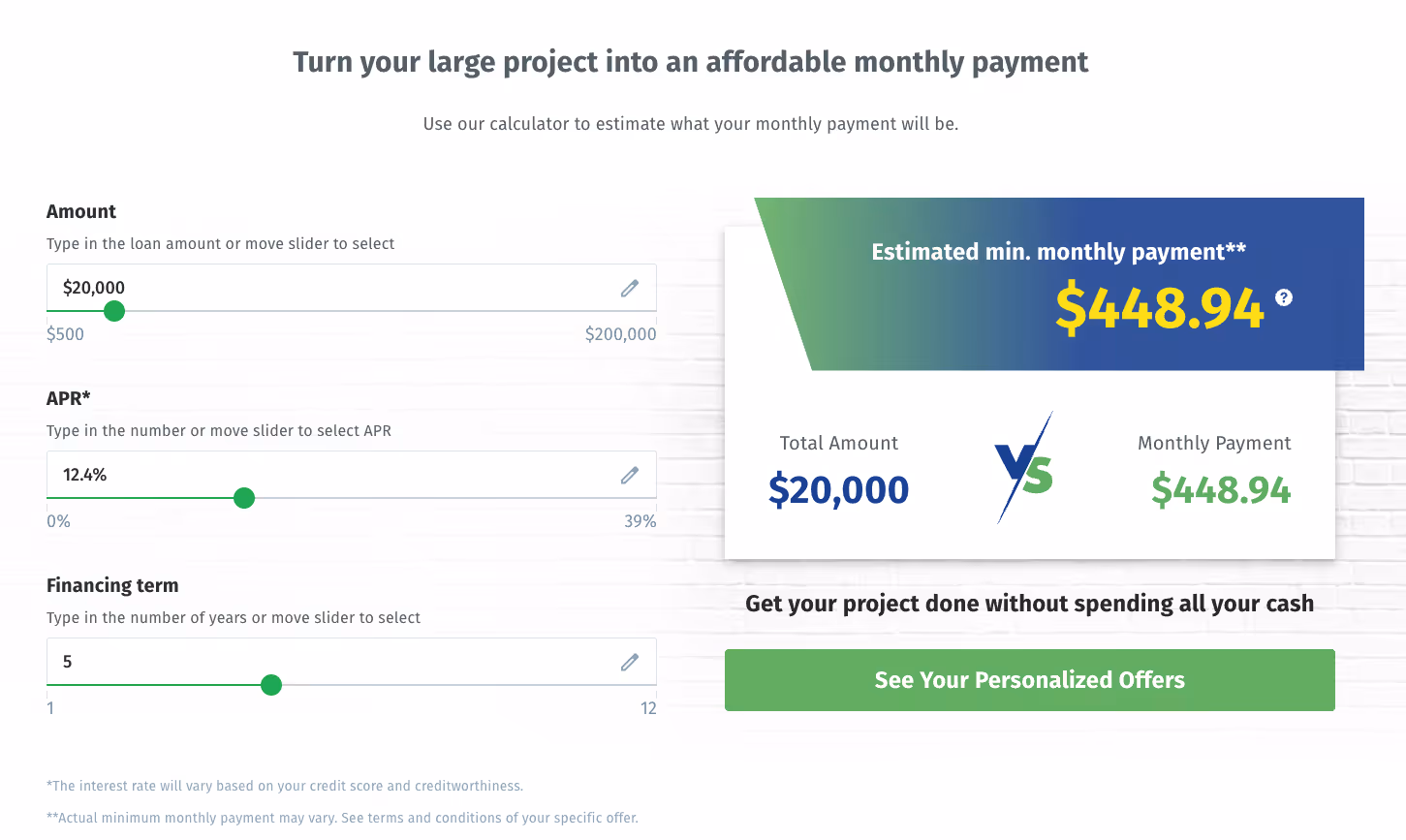 A preview of the Enhancify financing portal for spa purchases.